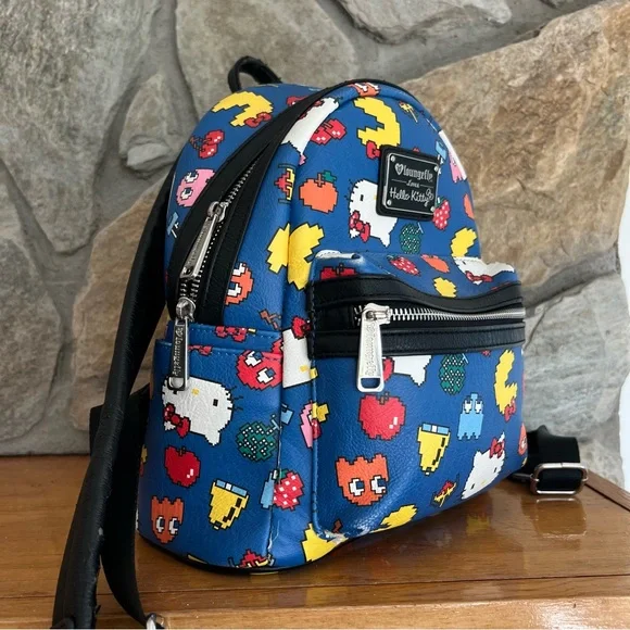 Loungefly x Hello Kitty Pac Man Blue Mini Backpack - Picture 2 of 6